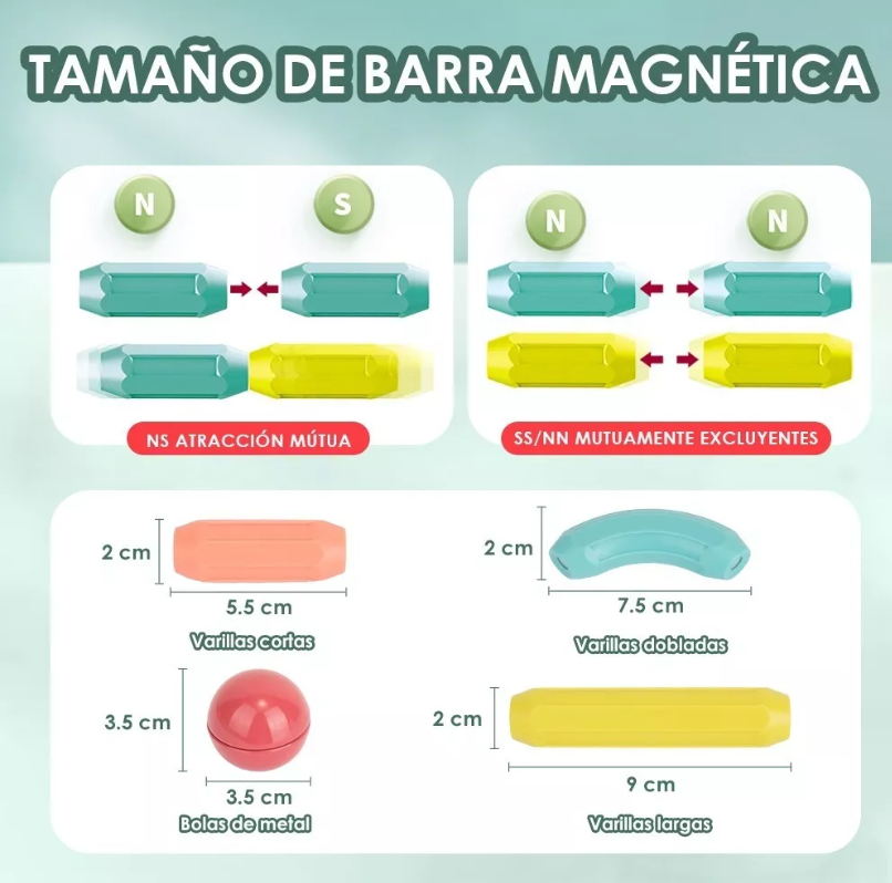 Juego de varillas magnéticss 64 pzs