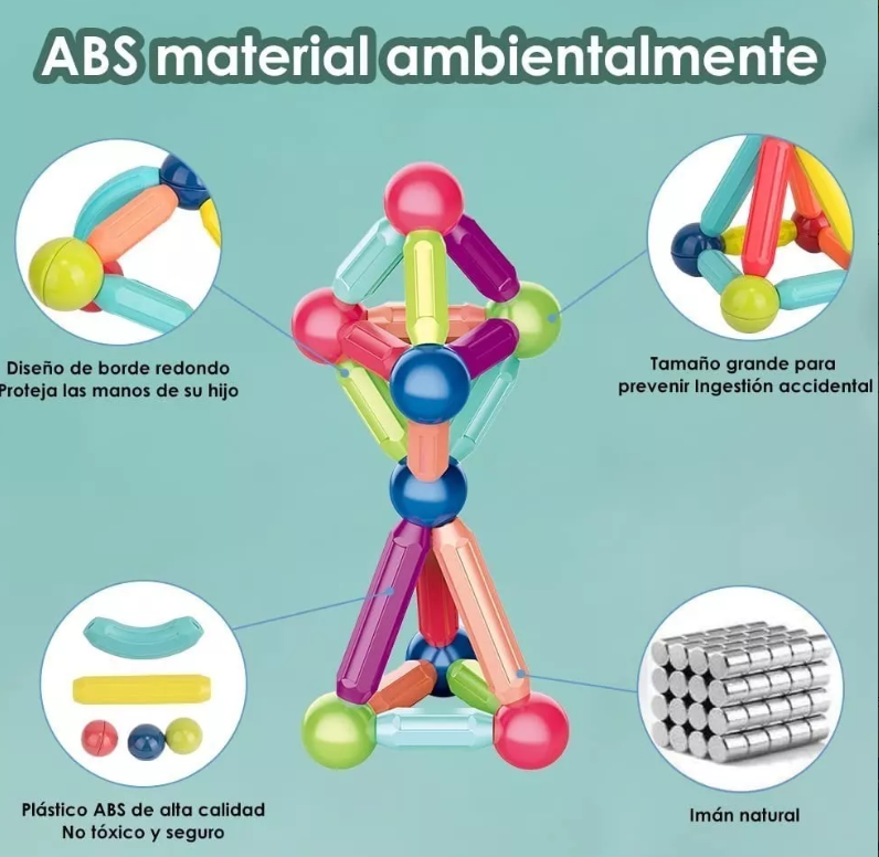 Juego de varillas magnéticss 64 pzs